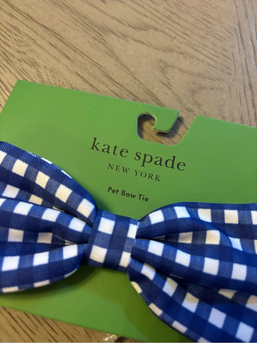 NWT kate spade new york Blue Gingham Plaid Dog Bow Tie Pet Dog Cat